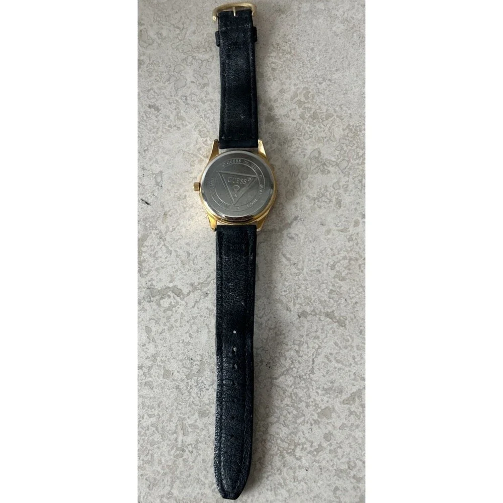 Vintage Guess Watch Gold 3D Numbers Womens New Battery Runs